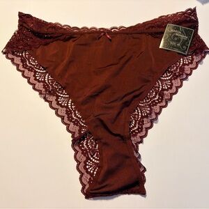 NWT Wilshire Montana Burgundy Satin & Lace Panties Size 4X – Bundle 5/$25
